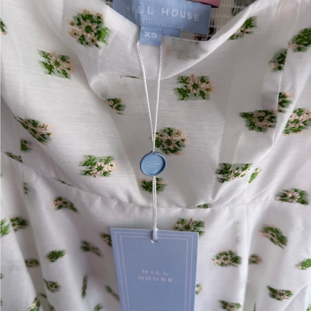 Hill House Cream Midi Dress with Green Floral Print, XS - Picture 5 of 6